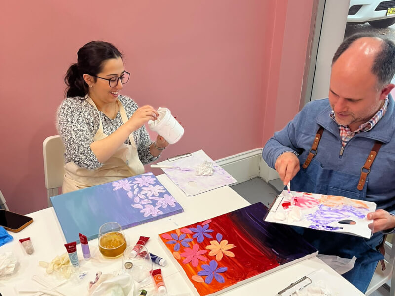 textured paint and sip class with Sydney Creative